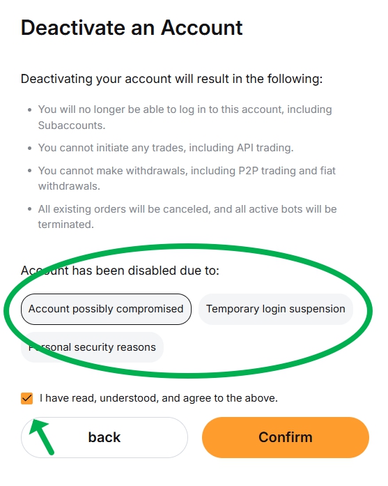 Deactivation warnings